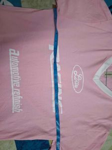 Pink "Racing" Graphic T-Shirt
