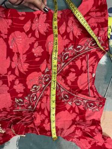 Red Floral Wrap Kurta