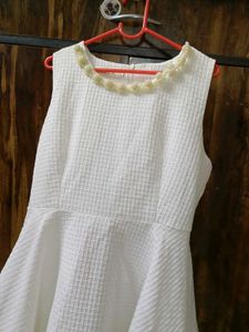 Elegant White Textured Dress