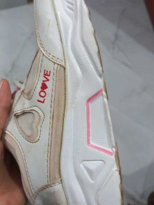white and pink cute LOVE Sneakers