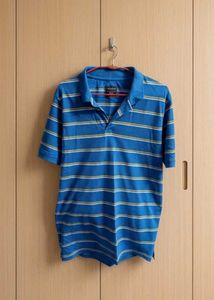 Men's Blue Striped Polo T- Shirt