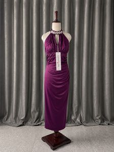 Elegant Halter Neck Jewel Embellished Maxi Dress
