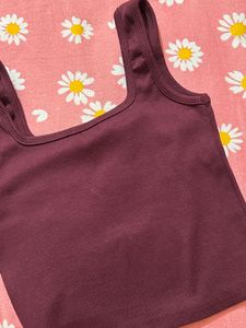 Burgundy Square Neck Tank Top