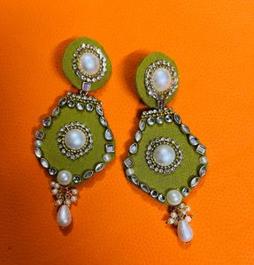 New Fabric Hand Made Earrings Colour Madhi Green