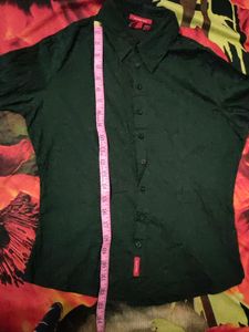 .Black Crushed Cotton Shirt