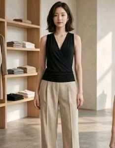 Black Sleeveless Wrap Top