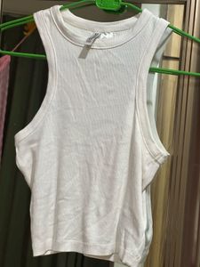 White Ribbed Tank Top