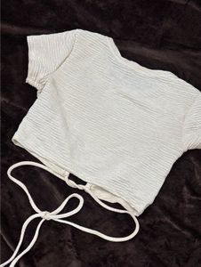 Summer Beachy Tie-Front Waffle Knit Top