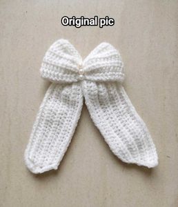 Handmade Crochet White Bow 🎀 Hair Clip