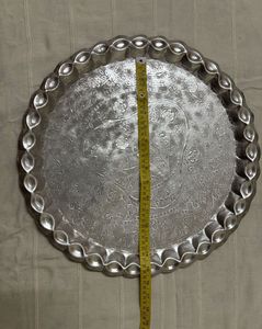 2 Round Silver Platted Finished Decorative Tray