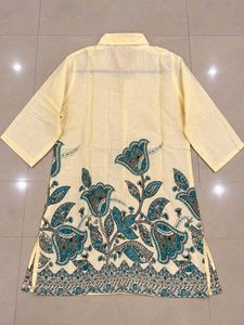 Cream Floral Print Kurta Set with Palazzo
