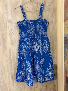 Blue Floral Print Mini Dress