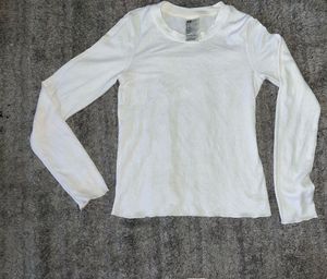 H&amp;M Sheer Lounge Set – White Long Sleeve Top &amp; Wid