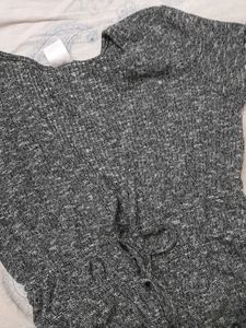 Cinched Waist Grey Top