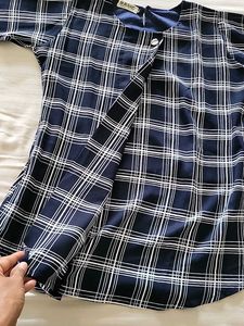 Classic Navy &amp; White Plaid Top