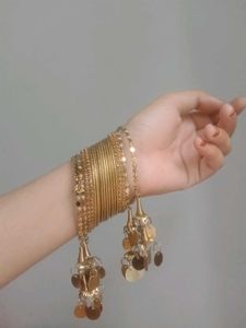 Gold-tone Kada Bangles with Tassels