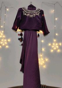 Elegant Embroidered Purple sharara Choli