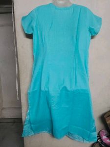 Beautiful Cyan/White Embroidery/Chikankari Kurti