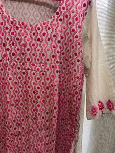 Pink Chikankari embroidery Kurta