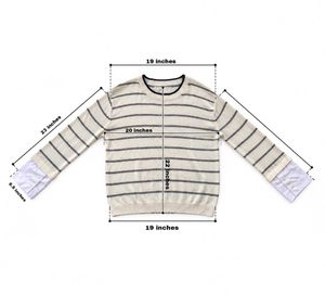 CREAM KNIT STRIPED SWEATER.
