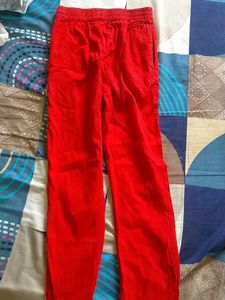 Vibrant Red Ethnic cigarette pant