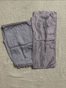 Elegant Grey Kurta Set with Embellishments