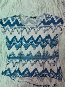 Blue & White Patterned T-Shirt