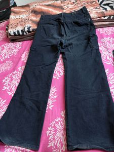 Dark Wash Cargo Flare Jeans