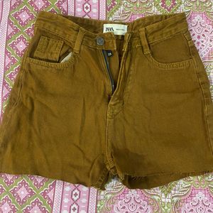 Brown Denim Shorts