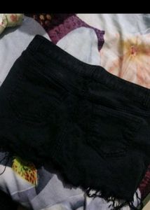 black distressed denim shorts