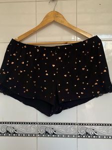Cozy Black Heart Pajama Shorts
