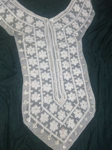 Stylish Black Kurta Set with White Embroidery