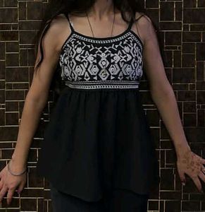 Embroidered Black top