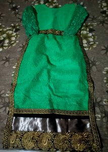 Emerald Green Kurti  with Gold Embellishments