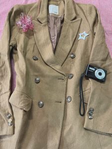 Classic Double-Breasted Camel Coat