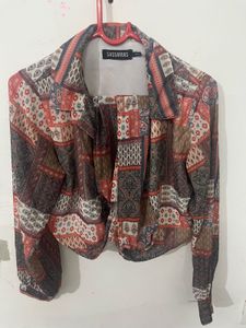 Trendy Printed Wrap Crop Top