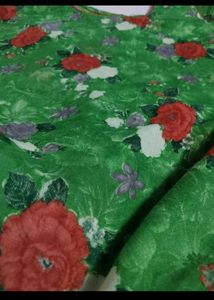 Green Rose Print Kurta Set