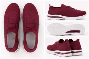 Maroon Knit Sneakers