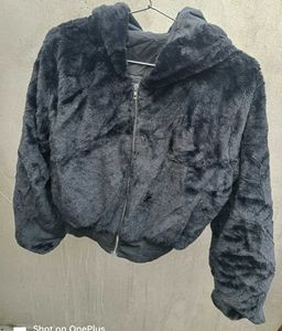 Black Faux Fur Cropped Jacket