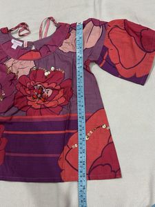 Vibrant Floral Print Blouse with Sequins