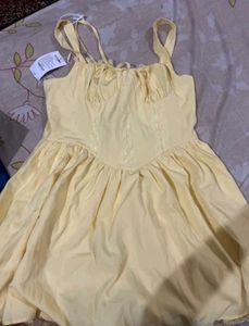 Savana Yellow Lace-Up Mini Dress