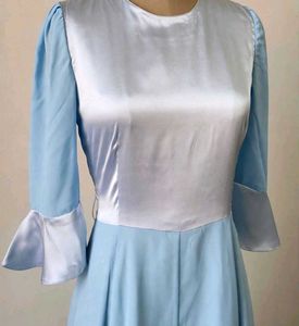 Elegant Blue &amp; White Maxi Dress