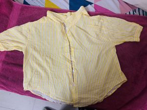 Yellow &amp; White Striped Button-Up Top