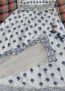 White Blue embroidered Lehenga Set