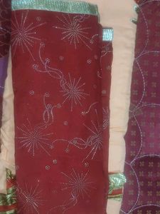 Elegant Peach Embroidered Un-stitched Suit