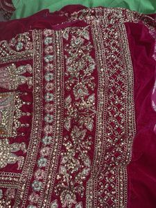 Rani pink Embroidered Velvet Lehenga kalis