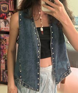 Mango Studded Denim Vest