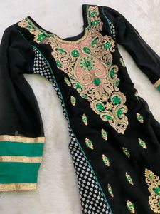 Elegant Black &amp; Teal Kurta Set