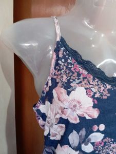 Floral Print Camisole with Lace Trim