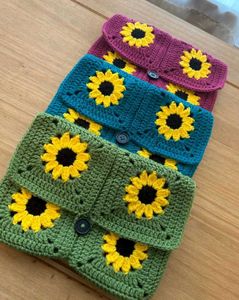 Crochet Sunflower Pouches